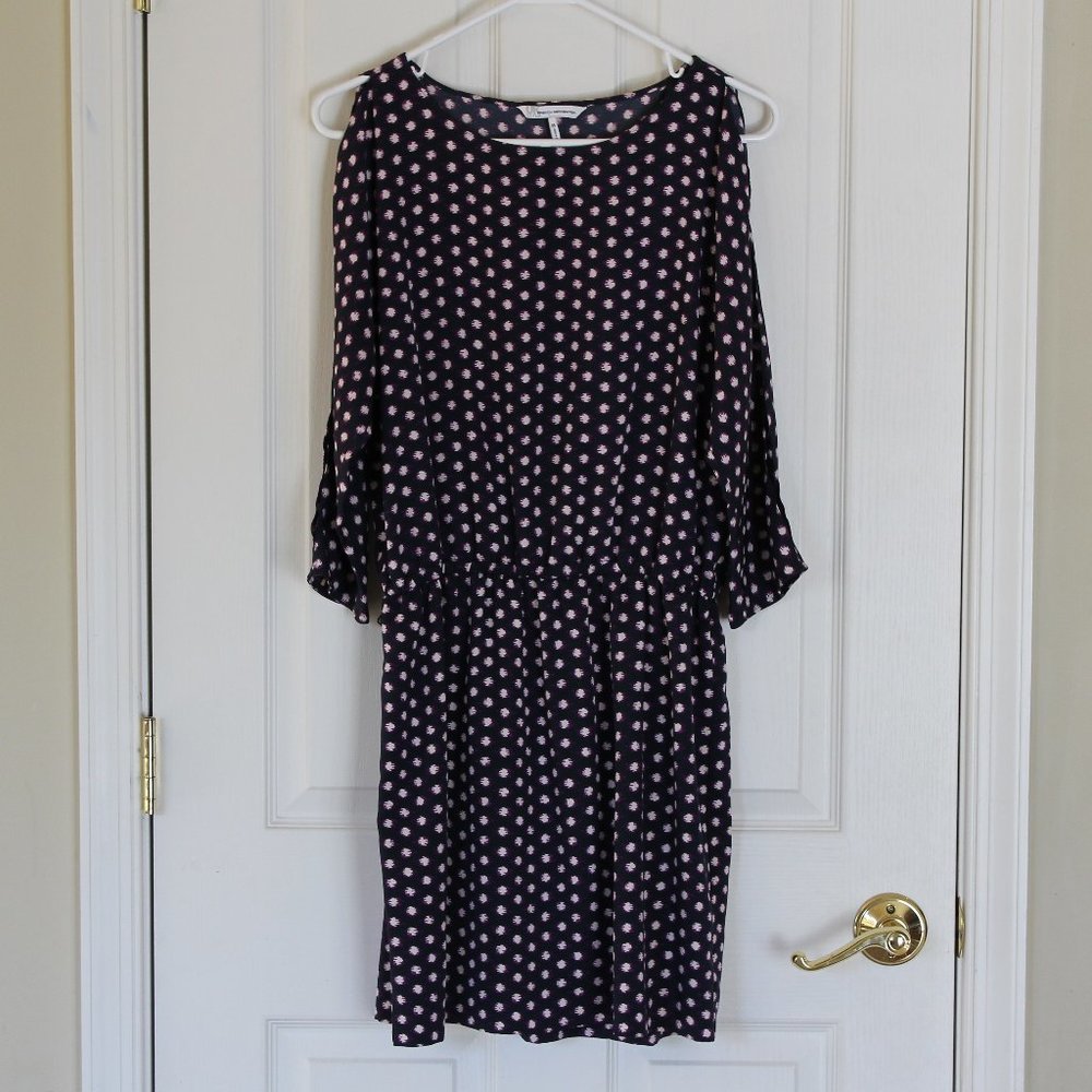 French Connection Navy Swift Dot Raspberry Dress